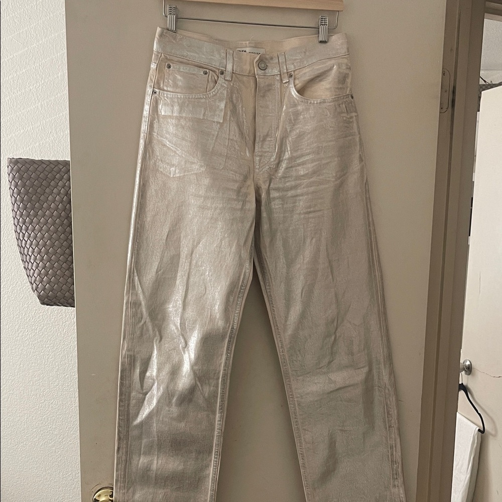 Zara silver coated jeans